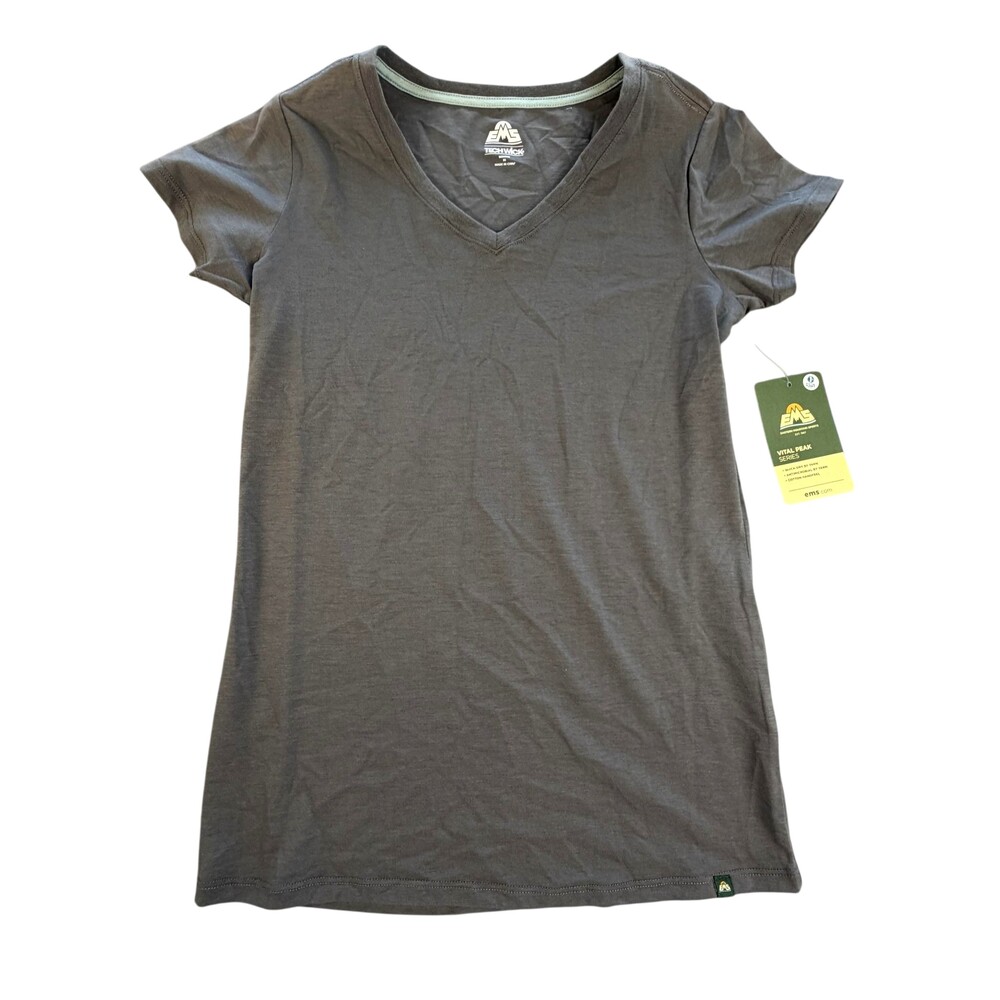 Eastern Mountain Sports Shirt Womens XS Gray TechWick Vital Peak V Neck Top